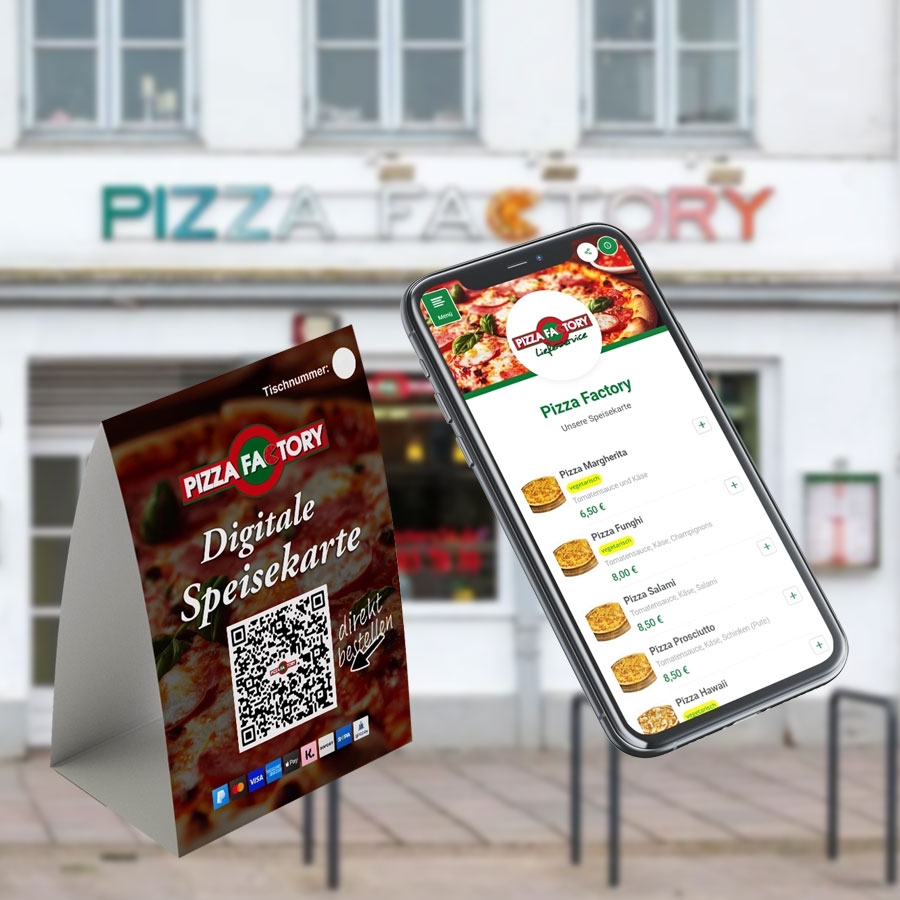 Pizza Factory benutzt jetzt eine Speisekarte von eatmenu